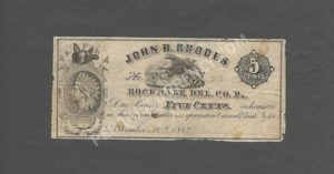 Rockdale Pennsylvania $0.05 1862 Obsolete Front