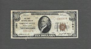 1801-1 Greencastle, Pennsylvania $10 1929 Nationals Front