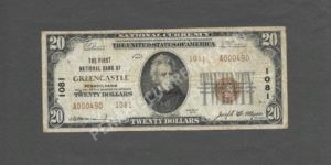 1802-2 Greencastle, Pennsylvania $20 1929II Nationals Front