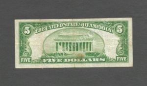 1800-2 Chalfont, Pennsylvania $5 1929II Nationals Back