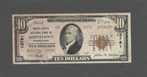 1801-2 Johnstown, Pennsylvania $10 1929I Nationals Front