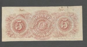 New Orleans Louisiana $5 1856 Obsolete Back