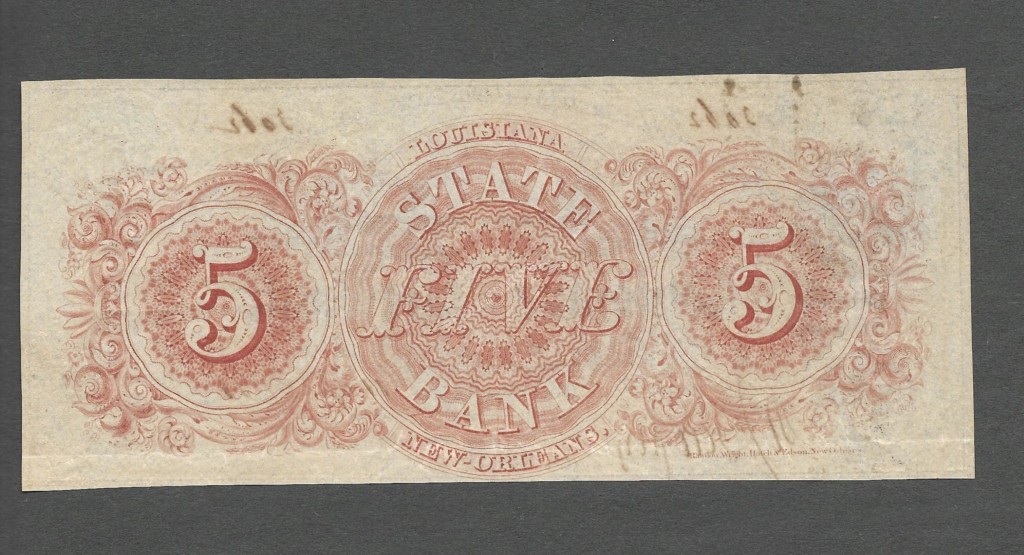 New Orleans Louisiana $5 1856 Obsolete Back