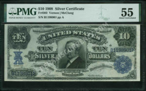 Silver Cert. 303 1908 $10 typenote Front