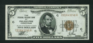 FR 1850-C 1929 $5 FRBN Front