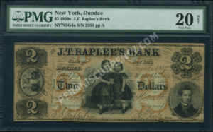Dundee New York $2 1850s Obsolete Front