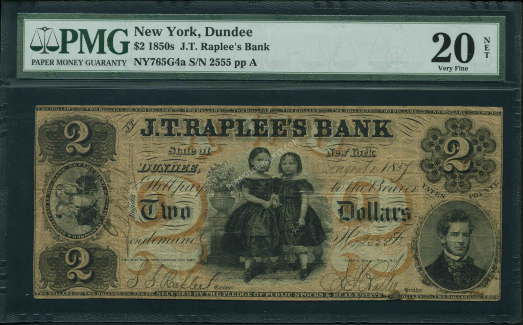 Dundee New York $2 1850s Obsolete Front