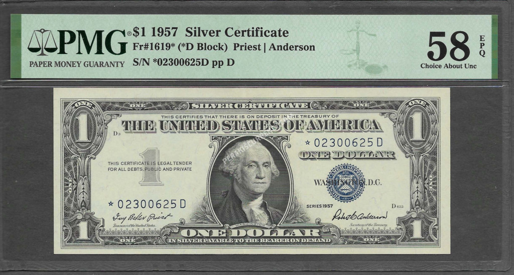 FR 1619* 1957 $1 Silver Certificates Front