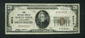 1802-1 Turtle Creek, Pennsylvania $20 1929 Nationals Front