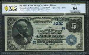 574 Carrollton, Illinois $5 1882VB Nationals Front