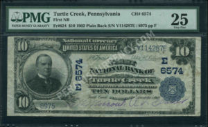 624 Turtle Creek, Pennsylvania $10 1902 Nationals Front