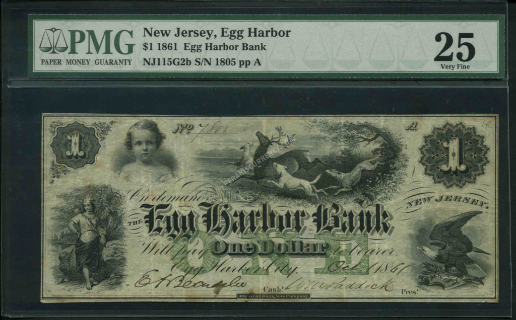 Egg Harbor New Jersey $1 1861 Obsolete Front