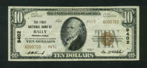 1801-2 Bally, Pennsylvania $10 1929II Nationals Front