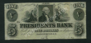 Washington DC Washington DC $5 1852 Obsolete Front