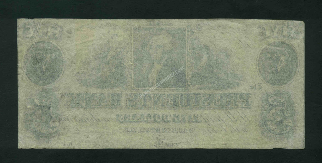 Washington DC Washington DC $5 1852 Obsolete Back