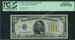 FR 2307 1934A $5 North Africa Front