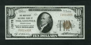 1801-1 Philadelphia , Pennsylvania $10 1929 Nationals Front