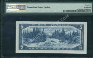 Canada $5 Dollars 1954 World Notes Back
