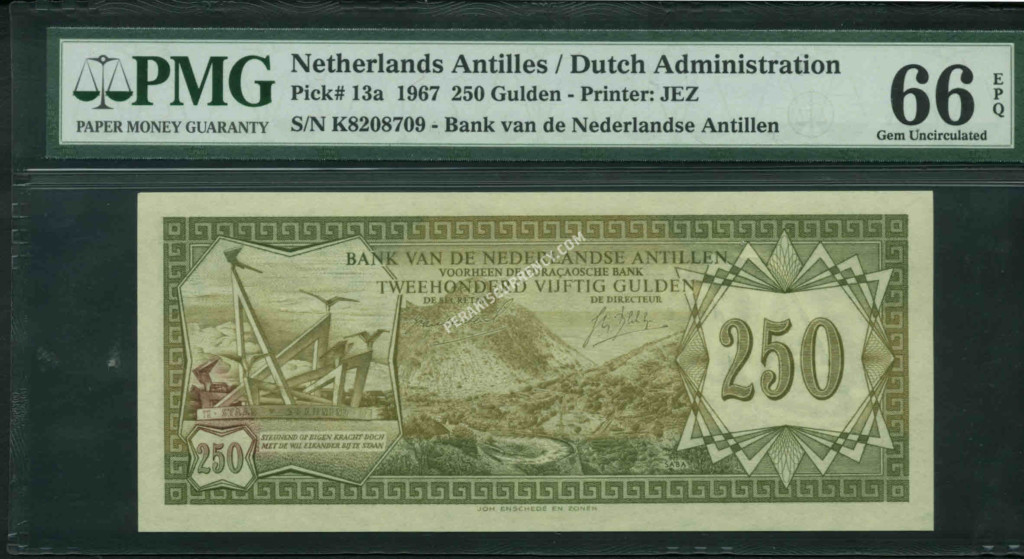 Netherlands $250 Gulden 1967 World Notes Front