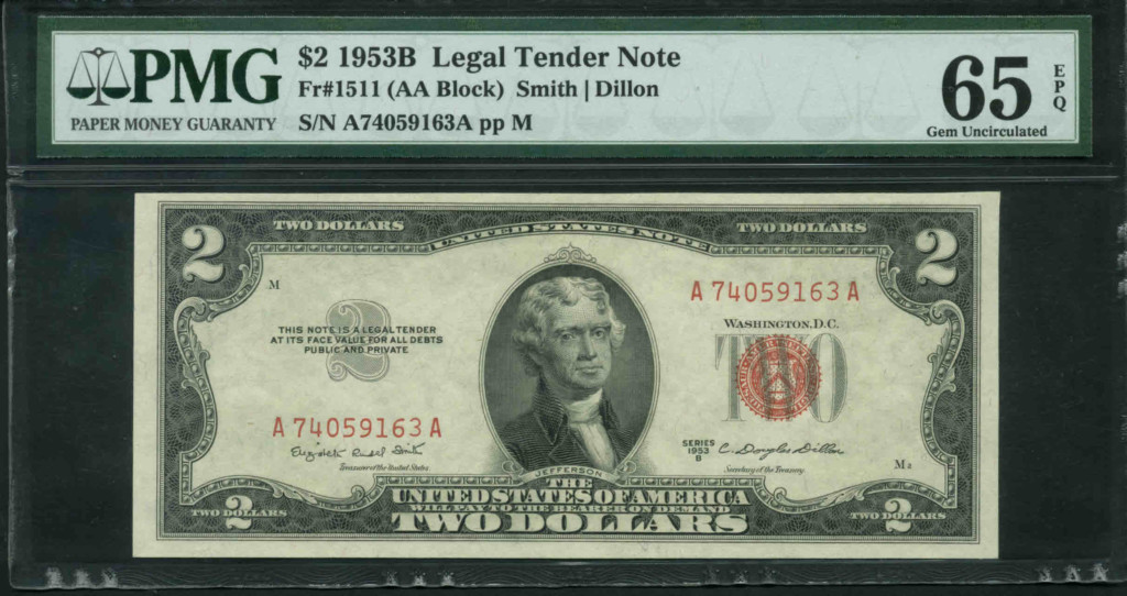 FR 1511 1953B $2 Legal Tender Notes Front
