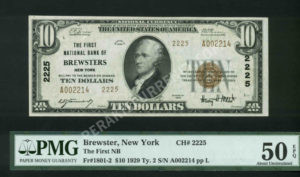 1801-2 Brewsters, New York $10 1929II Nationals Front