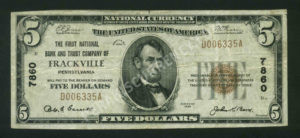1800-1 Frackville, Pennsylvania $5 1929 Nationals Front