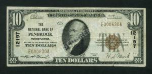 1801-1 Penbrook, Pennsylvania $10 1929 Nationals Front