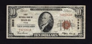 1801-1 Dallas, Texas $10 1929 Nationals Front