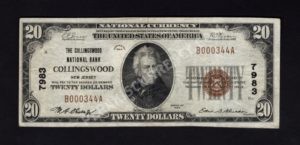 1802-1 Collingswood, New Jersey $20 1929 Nationals Front