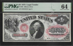 Legal Tender 20 1875 $1 typenote Front