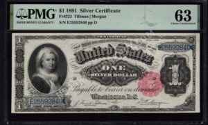 Silver Cert. 223 1891 $1 typenote Front
