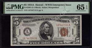 FR 2302 1934A $5 Hawaii Front