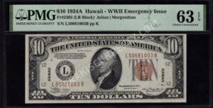 FR 2303 1934A $10 Hawaii Front