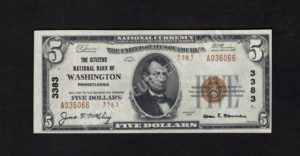 1800-2 Washington, Pennsylvania $5 1929II Nationals Front