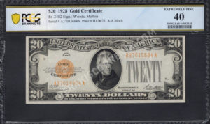 FR 2402 1928 $20 Gold Certificate Front