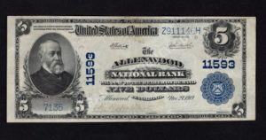 607 Allenwood, Pennsylvania $5 1902 Nationals Front