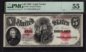 Legal Tender 92 1907 $5 typenote Front