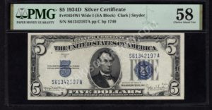 FR 1654Wi 1934D $5 Silver Certificates Front