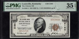 1801-1 Louisville, Kentucky $10 1929 Nationals Front
