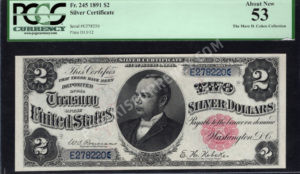 Silver Cert. 245 1891 $2 typenote Front