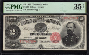 Treasury Notes 357 1891 $2 typenote Front
