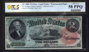 Legal Tender 42 1869 $2 typenote Front