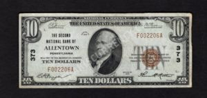 1801-1 Allentown, Pennsylvania $10 1929 Nationals Front