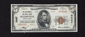 1800-2 Sellersville, Pennsylvania $5 1929II Nationals Front