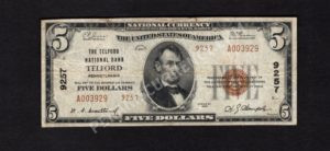 1800-2 Telford, Pennsylvania $5 1929II Nationals Front