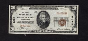 1802-1 Conshohocken, Pennsylvania $20 1929 Nationals Front