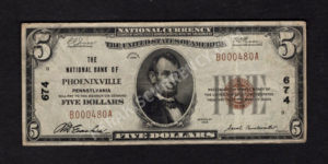 1800-1 Phoenixville, Pennsylvania $5 1929 Nationals Front