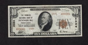 1801-2 Pennsburg, Pennsylvania $10 1929II Nationals Front