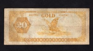 Gold Certificates 1200 1882 $20 typenote Back