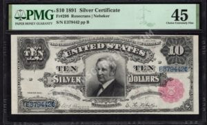 Silver Cert. 298 1891 $10 typenote Front